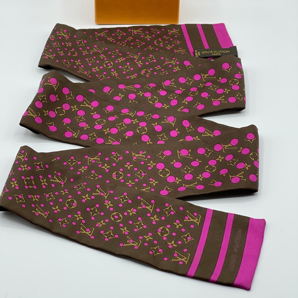 Louis Vuitton Perforated Dots Bandeau Neckerchief Scarf Chocker Twilly Wrap Rare - Picture 3 of 16